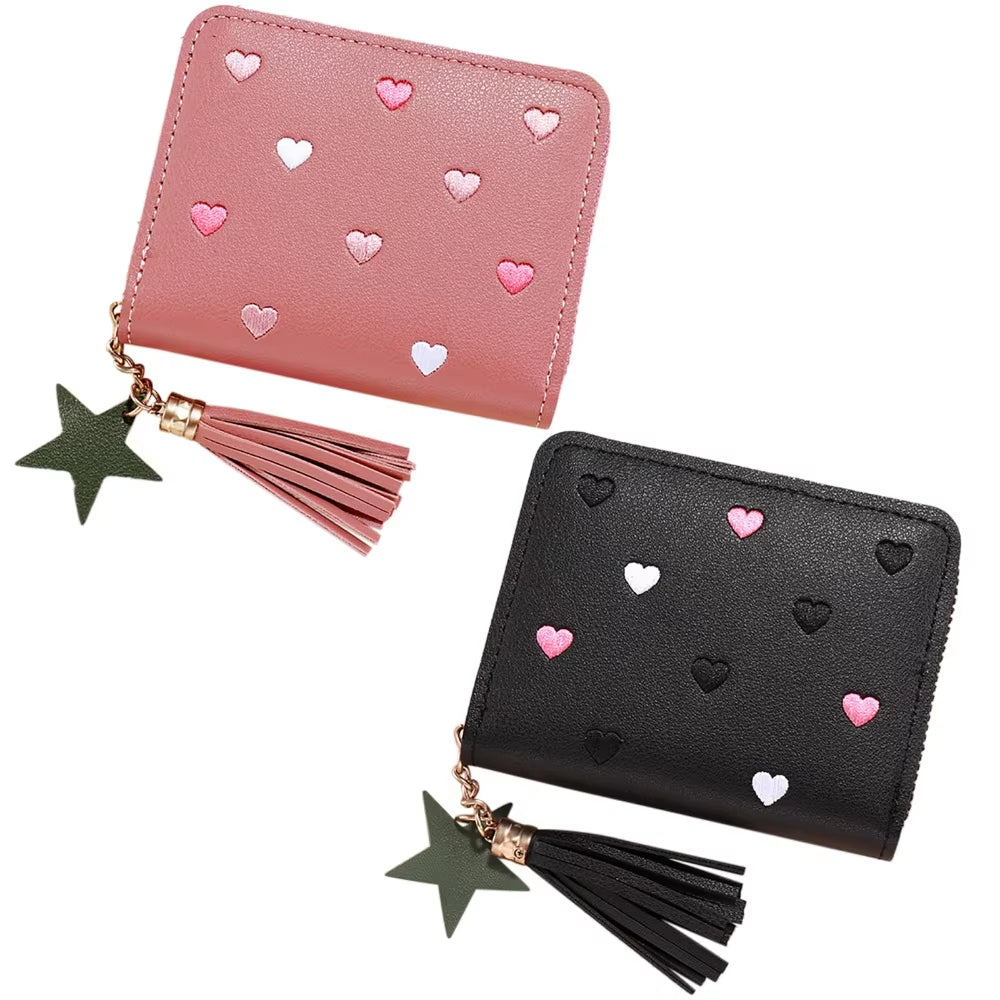 Women Small Wallet Ladies Mini Tassel Wallet Cute Girl Short Zipper Lovely Pu Leather Coin Purse Female Hand Wallet Purse 1PC